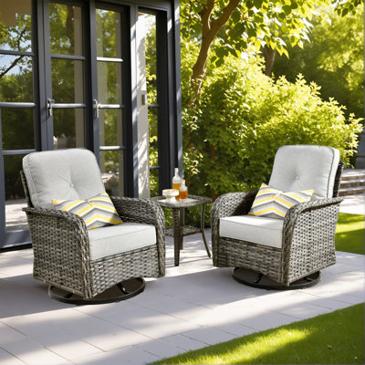 Jordanlee Rocking Swivel Patio Chair With Cushions With Side Table by Winston Porter