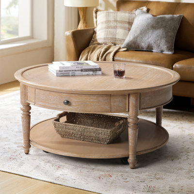 Nikolaus 39.5"W Traditional Solid Wood Base with Caster and Storage Coffee Table