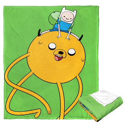 Cartoon Network Adventure Time Taking A Ride Silk Touch Throw Blanket, Playful Cartoon Style, 50x60