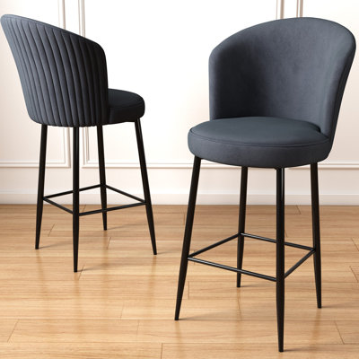 Ensemble de tabourets de bar modernes (6 pièces), anthracite et noir, 18,1 po x 42,1 po x 15,7 po | Structure 100% métal, tissu frontal, hauteur du dossier 14,6 po, hauteur du siège 27,6 po | Confortable dossier en mousse à 18 et 22 sièges en mousse, design élégant et durable