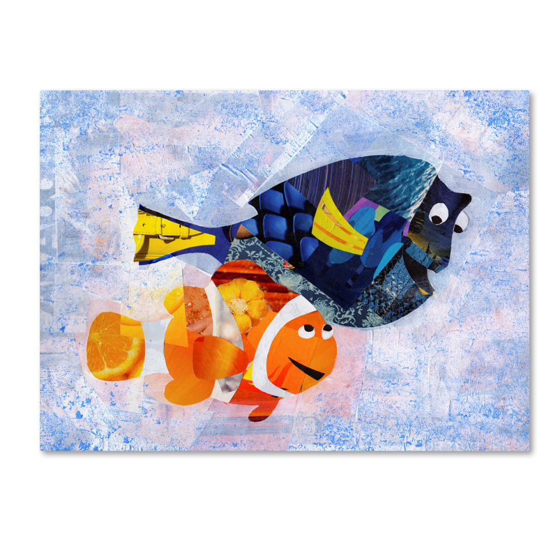 Colorful Clownfish and Blue Tang Canvas Art with Frame