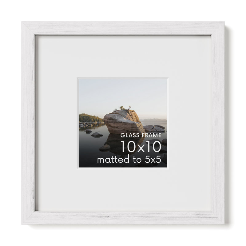 Cadre photo en bois massif avec verre, Blanc, L 10 po x H 10 po