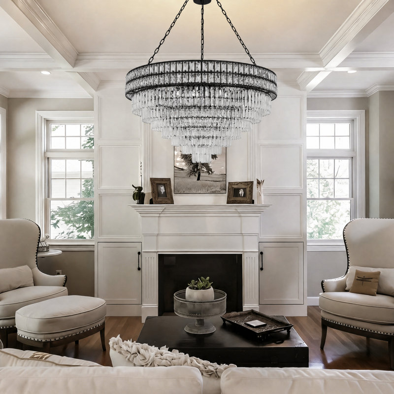 Lustre empire en cristal Imma, Noir, noir, noir, noir, H 60,4 po x l 39,1 po x P 39,1 po
