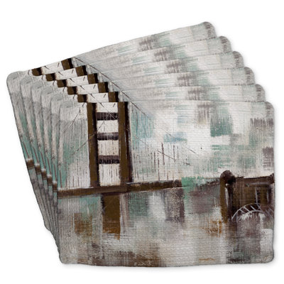 Abstract Golden Gate Braided Polyester Placemats - Set of 6