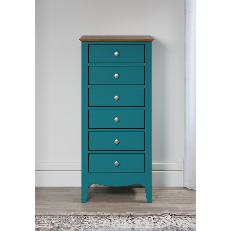 Delrick 6 Drawer 50Cm W Tallboy, Blue/Brown