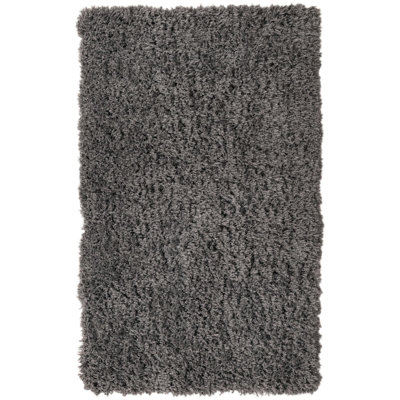 Tapis à poils longs en polyester tissé à la machine de couleur unie Almendarez