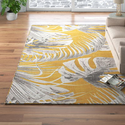 Tapis jaune / gris Adalheida