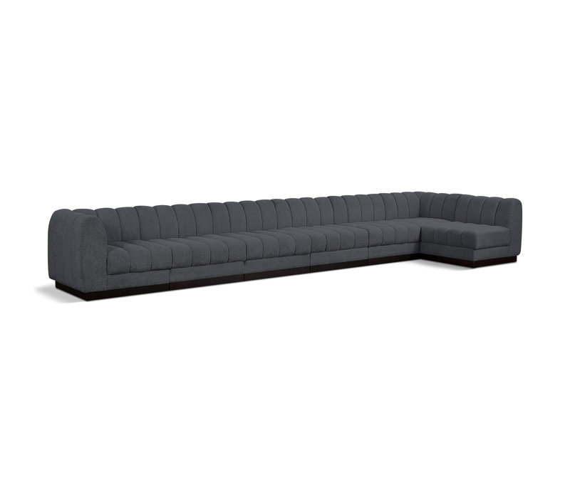 Canapé modulaire rembourré 7 pièces Quinn, Tissu gris chenille
