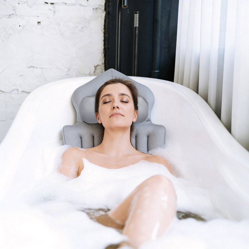 Coussin de bain complet pour le corps avec appui-tête et soutien lombaire, coussin de baignoire 4D