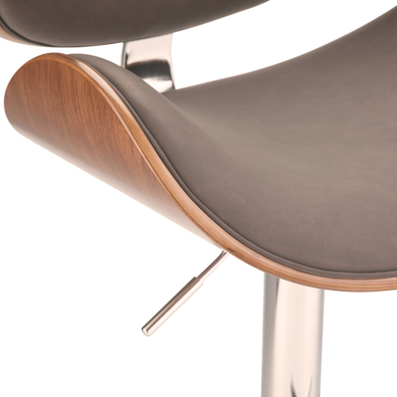 Bentwood Adjustable Swivel Bar Stool , Brown, Distressed Brown