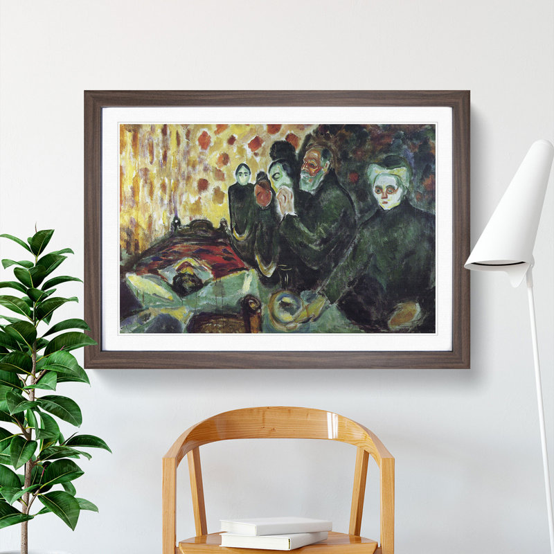 By the Deathbed by Edvard Munch - Picture Frame Painting, Walnut Framed, 48cm H x 65cm W x 2cm D