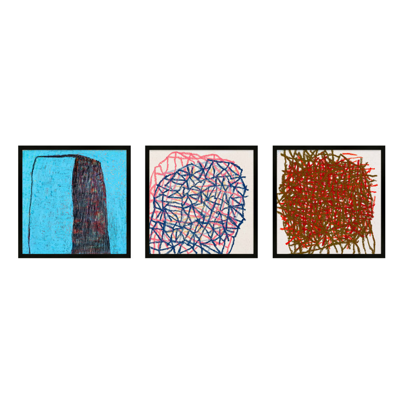Tangle. Set Of 3 Print by Stephanie Dennis, Black, 20" H x 60" W  x 1.25" D