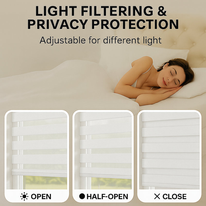 Store à motif de zèbre de taille personnalisée pour fenêtres d'intérieur Pinecrest Home Goodies, 91"W x 78"L, Blanc