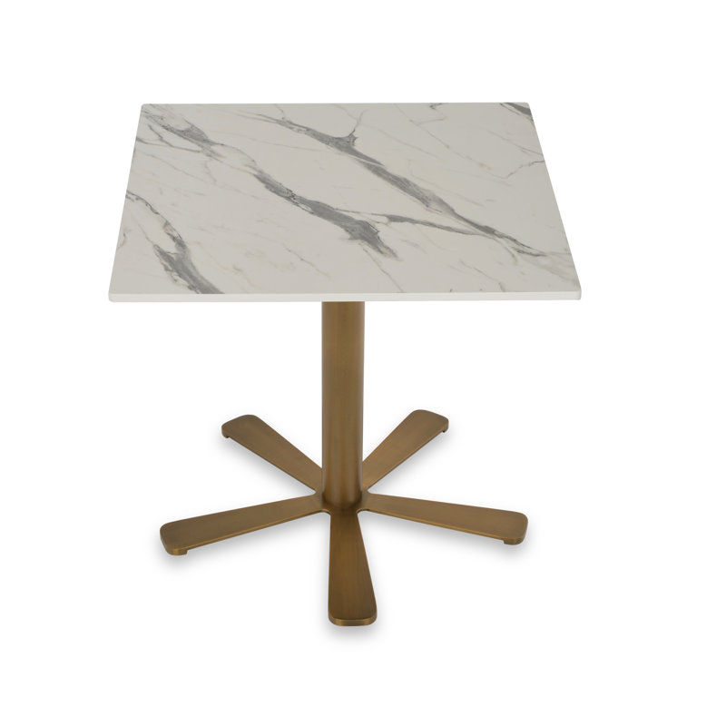 Table carrée compacte en stratifié Daisy, Laiton, H 29,5 po x L 23 po x l 23 po