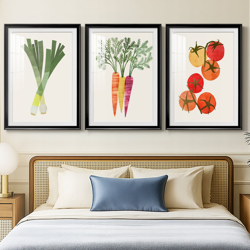 Organic Veg II - impression encadrée de qualité supérieure sur mesure mat - 3 pièces, H 21 po x l 30 po, Noir