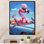 Amingo rose portant des lunettes de soleil dans une voiture de sport - animaux, art mural salon Amingo