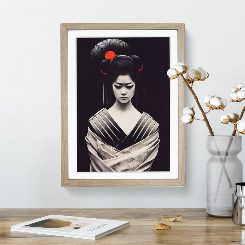 Contemporary Geisha No.1 - Framed Print, 64cm H x 46cm W x 2cm D, Oak Framed