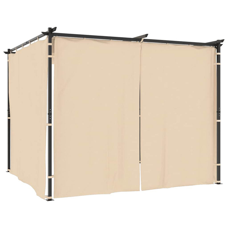 vidaXL Gazebo with Curtains 9.8'x9.8' Cream Steel, 90.6" H x 118.1" W x 118.1" D