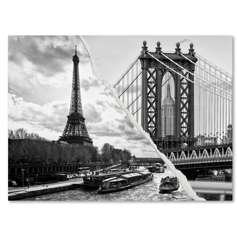 « crossing the river », reproduction de photo sur toile tendue encadrée, H 35 po x l 47 po x P 2 po