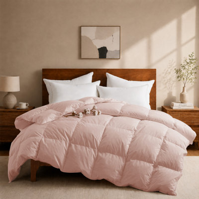All Season White Goose Feather & Down Comforter Duvet Insert with 300TC 100% Cotton Cover, King