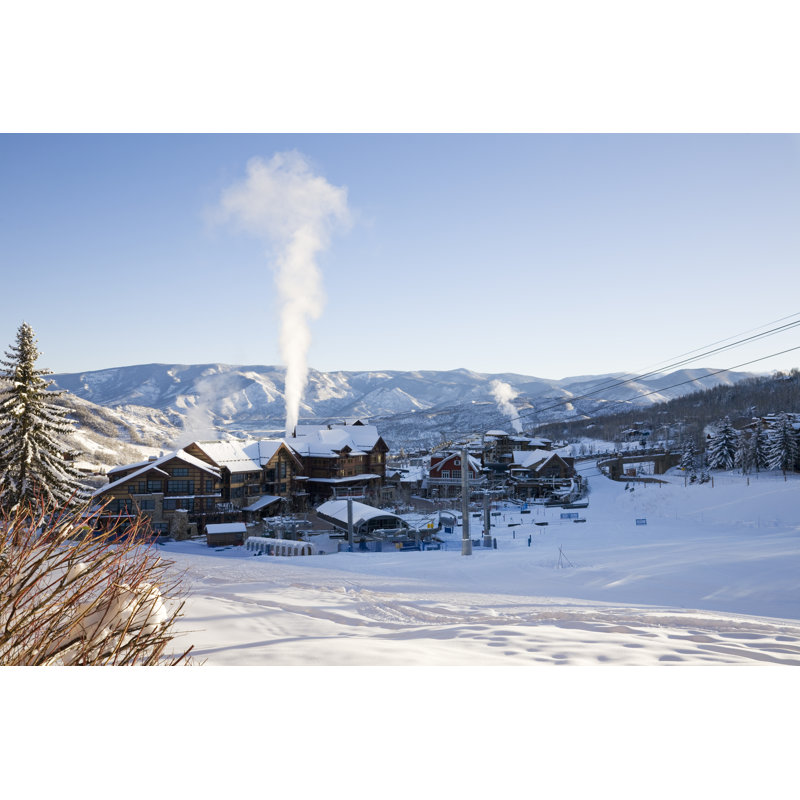 Base Ski Lodge by Gladassfanny - No Frame Print on Canvas, 61cm H x 91cm W