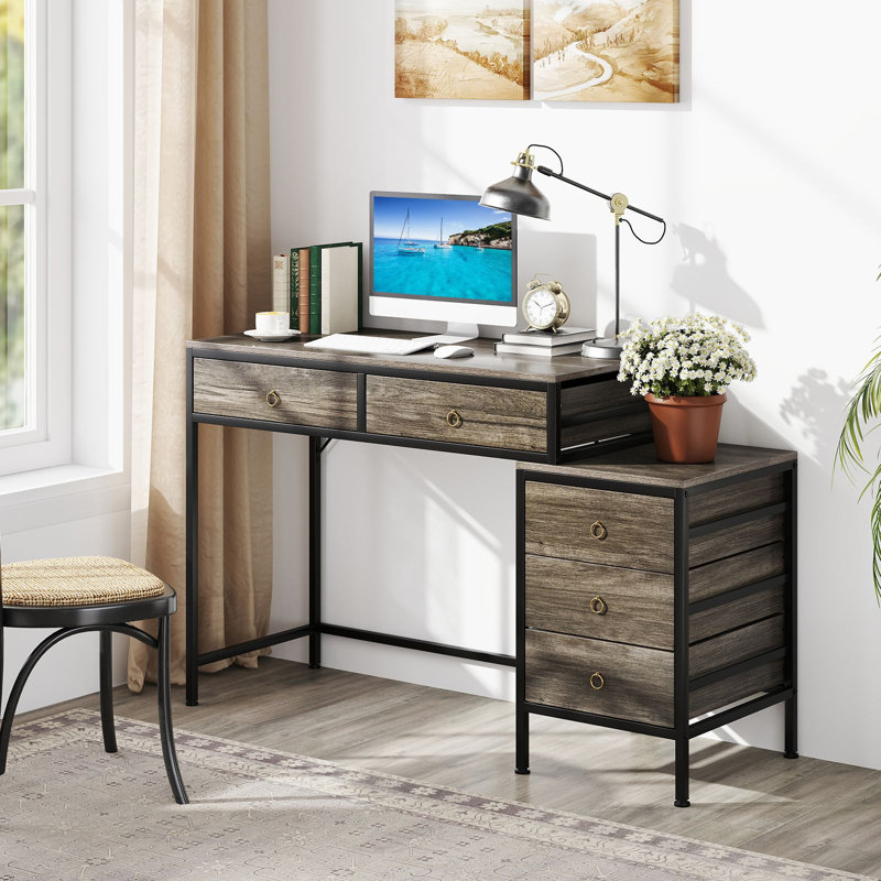 Metal Base Computer Desk, Grey/Black
