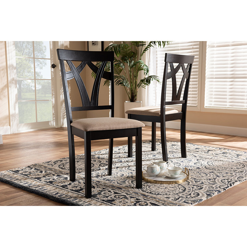 Bouley 18'' H Upholstered Side Chair, Sand, Espresso Brown
