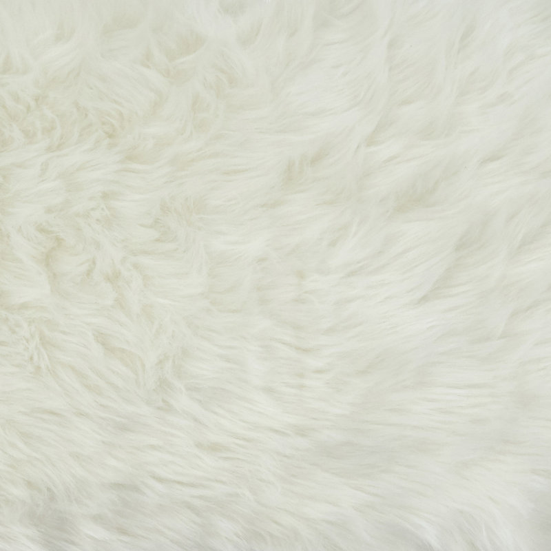 White Faux Fur Rectangular Down Alternative Throw Pillow