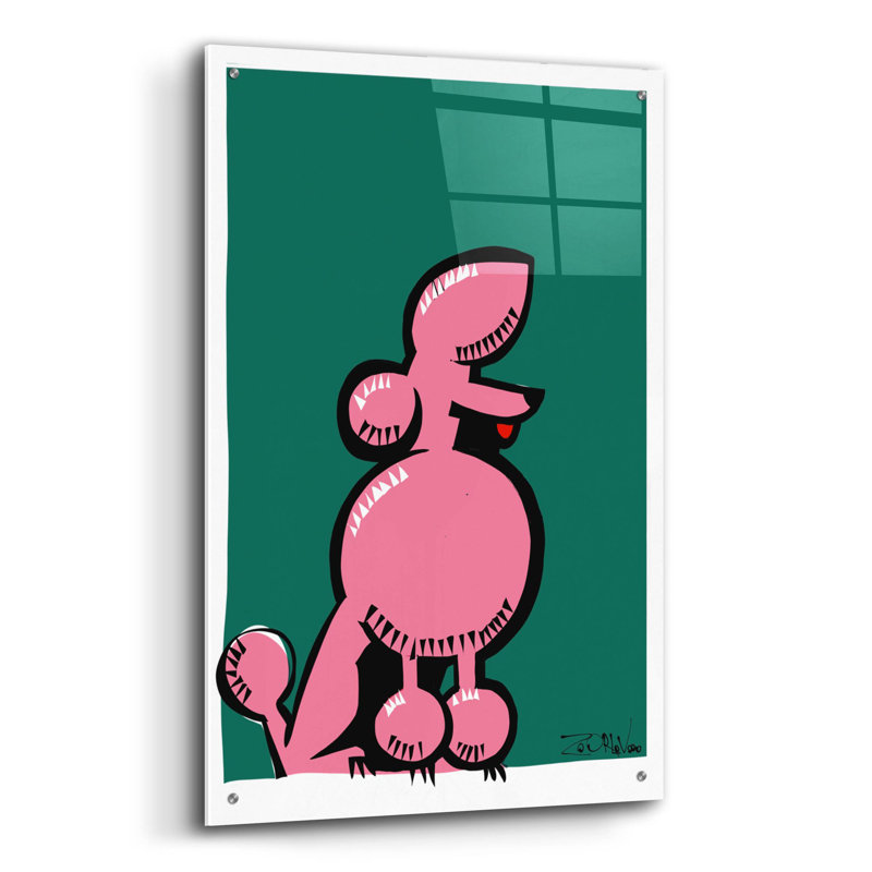 Imprimé caniche rose sur plastique / acrylique par Irena Orlov, H 36 po x l 24 po x P 0,2 po