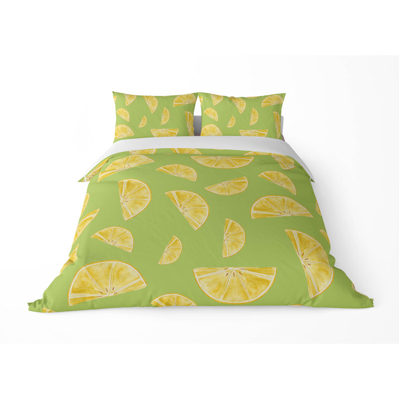 Summer Lemon 3- Piece Decorative Lightweight Comforter Set, King Comforter + 2 King Pillowcases, Bright Lime