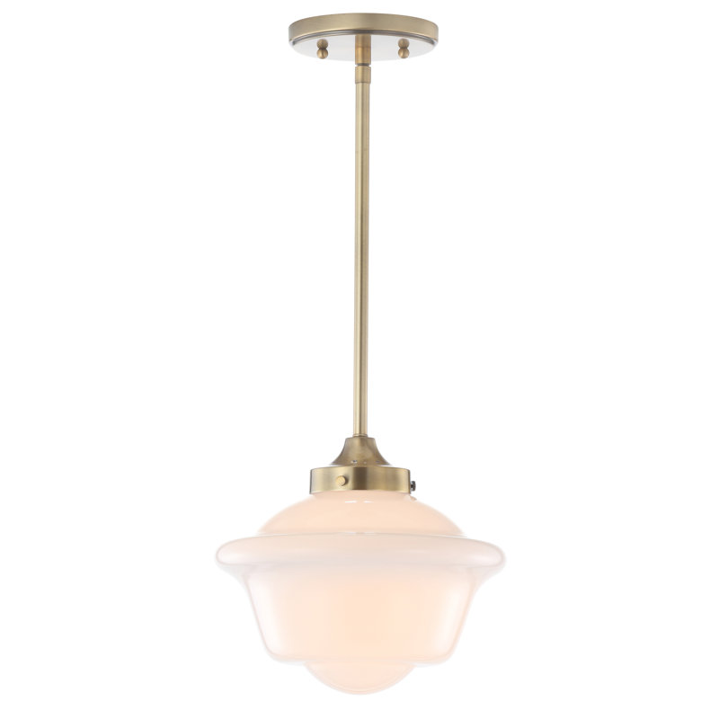 Gallucci 1 - Light Pendant, Brass Gold, White, 9" H x 7.25" W x 7.25" D