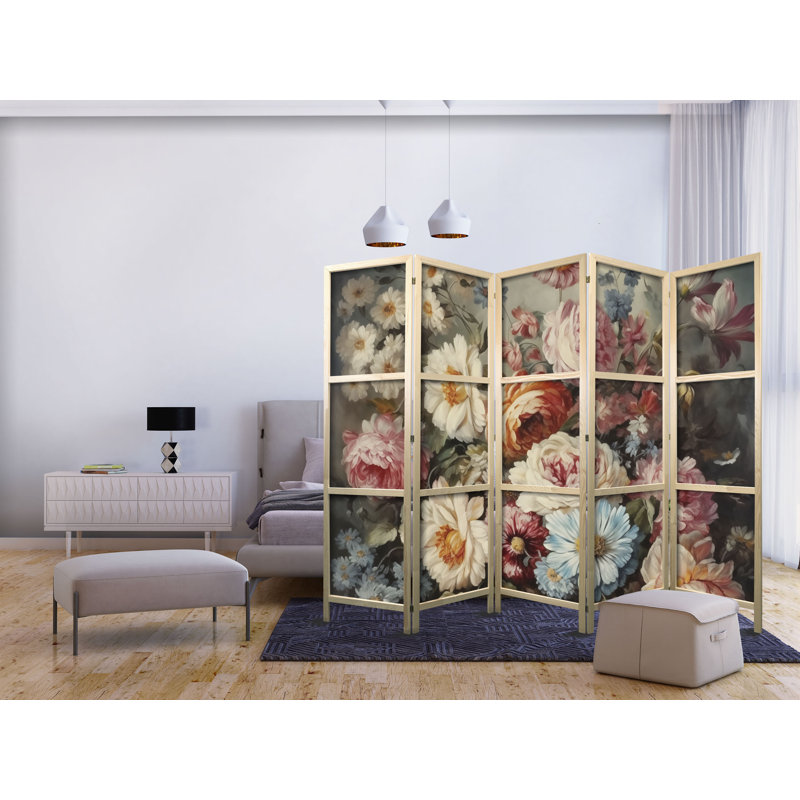 171cm H Solid Wood Folding Room Divider, 171cm H x 225cm W x 1.2cm D