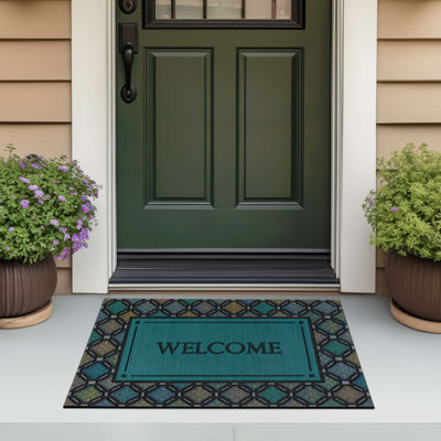 Fret Charm Welcome Rubber Backed Low Pile Non-Slip Novelty Indoor/Outdoor Doormat