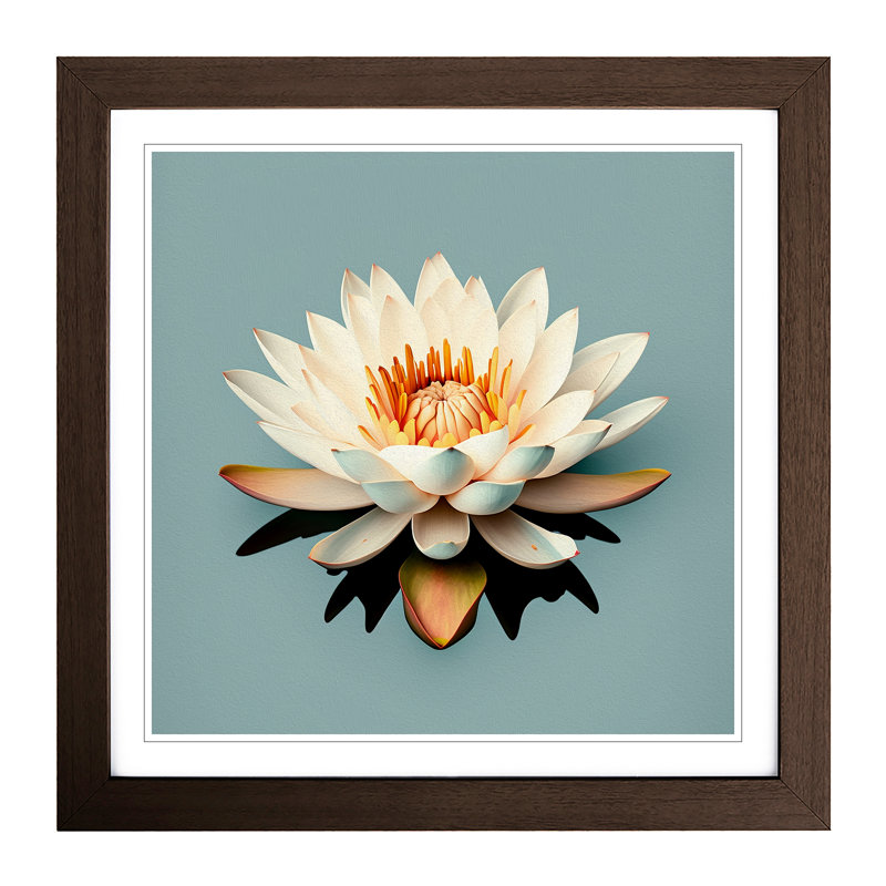 Water Lily Flower Minimalism - Framed Print, Walnut