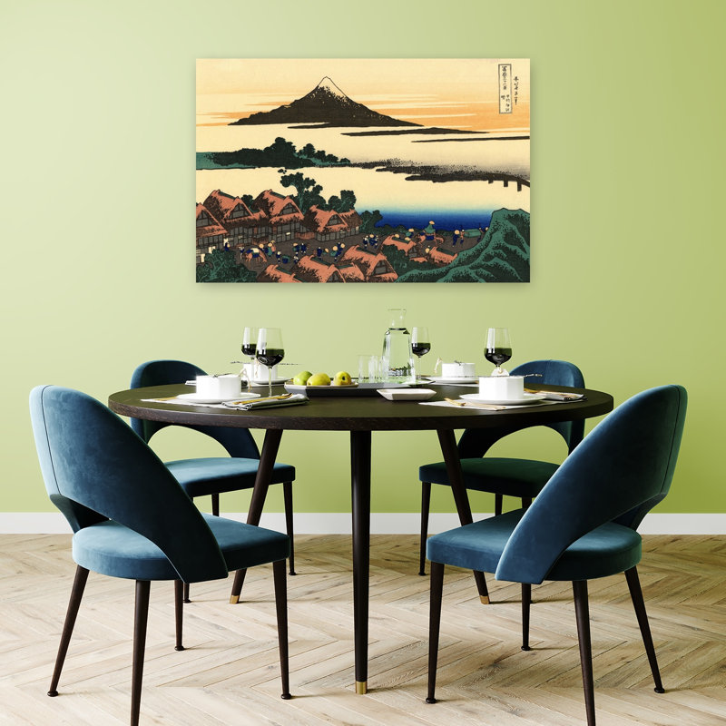 Dawn At Isawa In The Kai Province Classic Abstract Contemporary Architecture Landscape Wall Art Print by Katsushika Hokusai - Wrapped Canvas Print