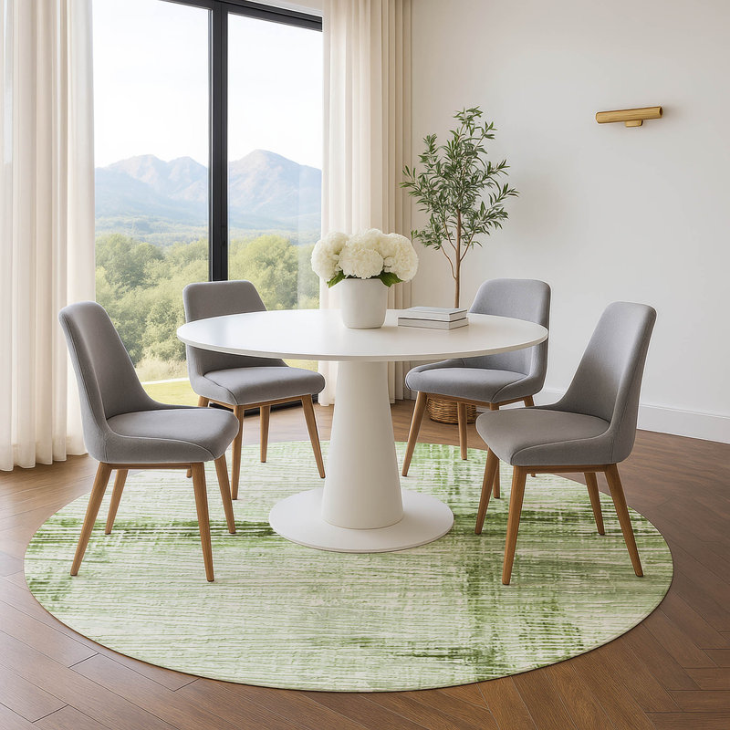Premium Machine Washable Pirtle Stripes Rug, Round 8'