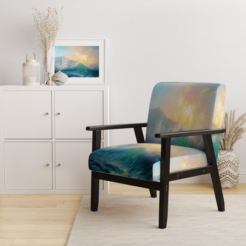 Turquoise Seascape Surf - Chaise d'appoint et fauteuil rembourrés nautique et côtier