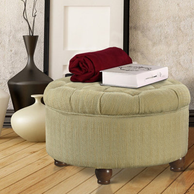 Aldolphus 25" Wide Tufted Round Storage Ottoman