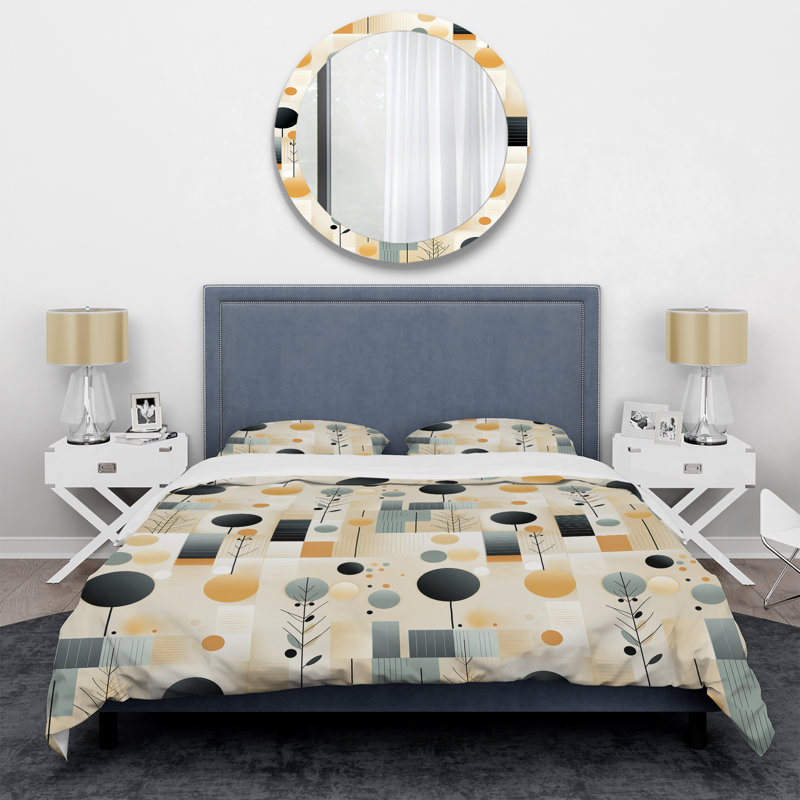 Scandinavian Harmony I Geometric Shapes Duvet Cover, King Duvet Cover + 2 King Shams