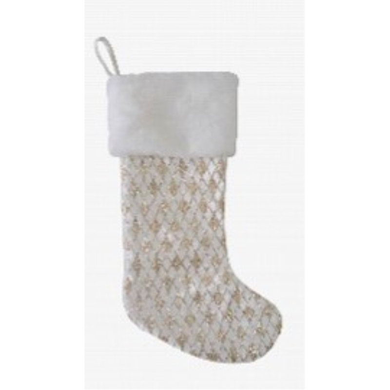 Chaussette de Noël blanche de 20 po de la collection Season's Designs