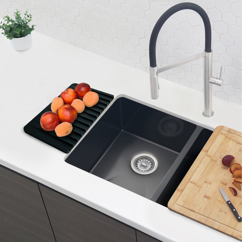 STYLISH Flex Silicone Drying Mat and Trivet, Black
