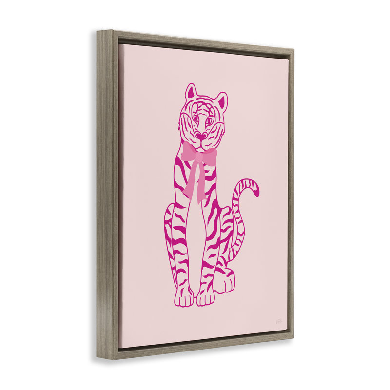 Mod Mod Tiger avec cadre flottant à nœuds, design par Natalie Carpentieri, H 31 po x l 25 po, Cadre flottant orme Montalcino