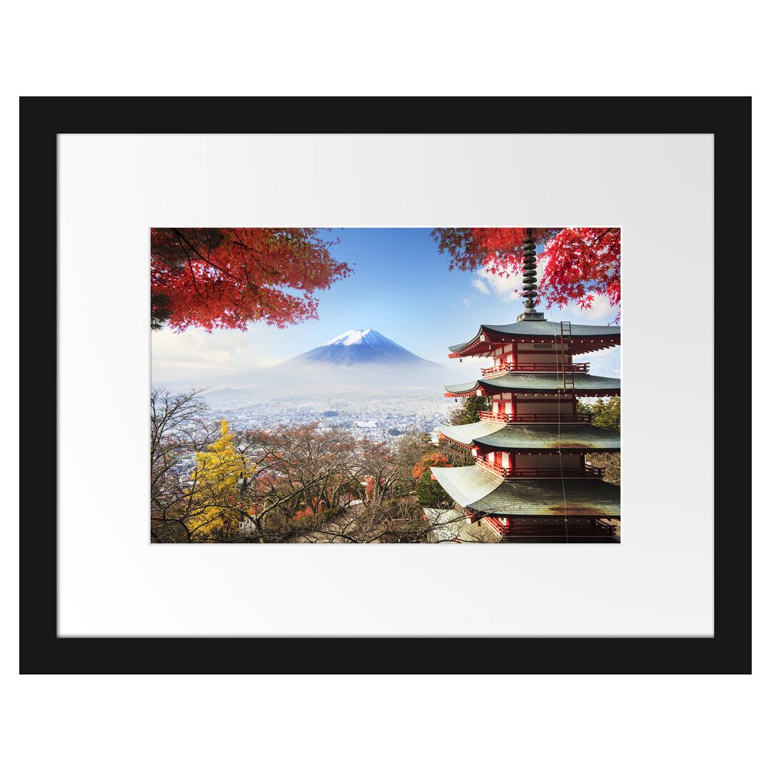 Gerahmtes Poster Japanischer Tempel im Herbst