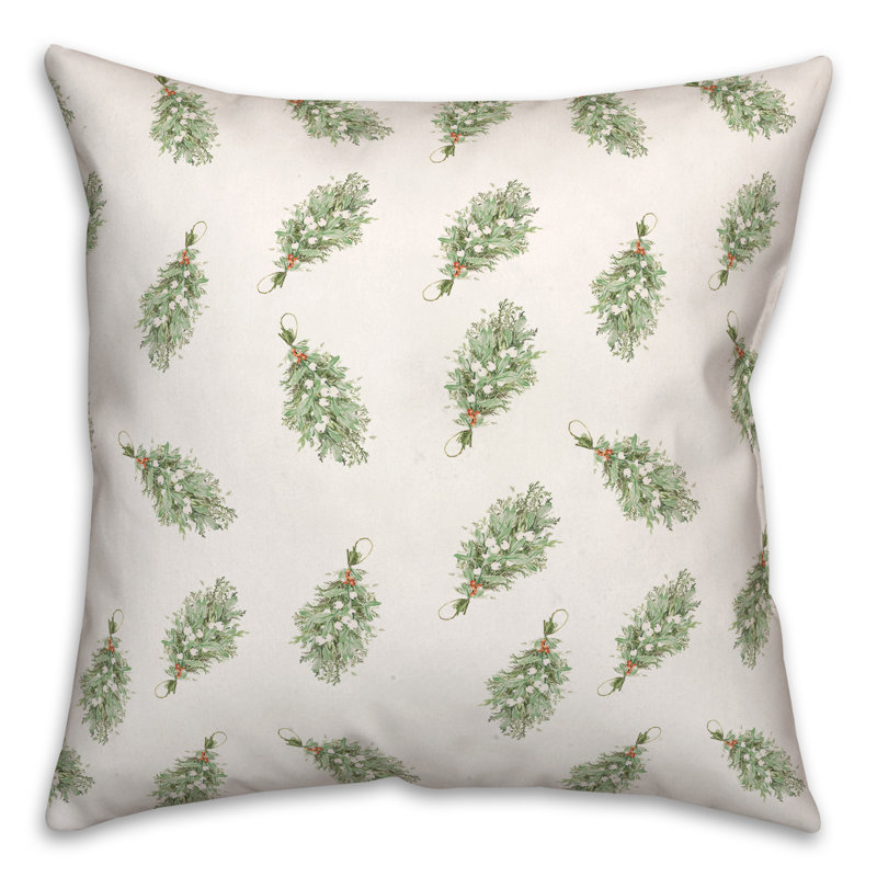  Mistletoe Pattern Square Pillow Cover & Insert, 16" x 16"
