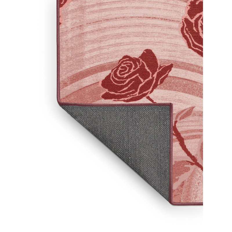 Soft Plush Fearon Valentines Modern & Contemporary Abstract Area Rug in Pink – Rose Binding, 2x4