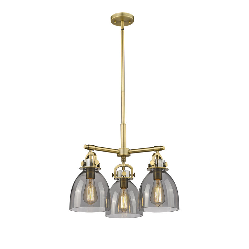 Luminaire suspendu sur tige 7 lumières Sloatsburg, Laiton brossé, Plaqué couleur fumée