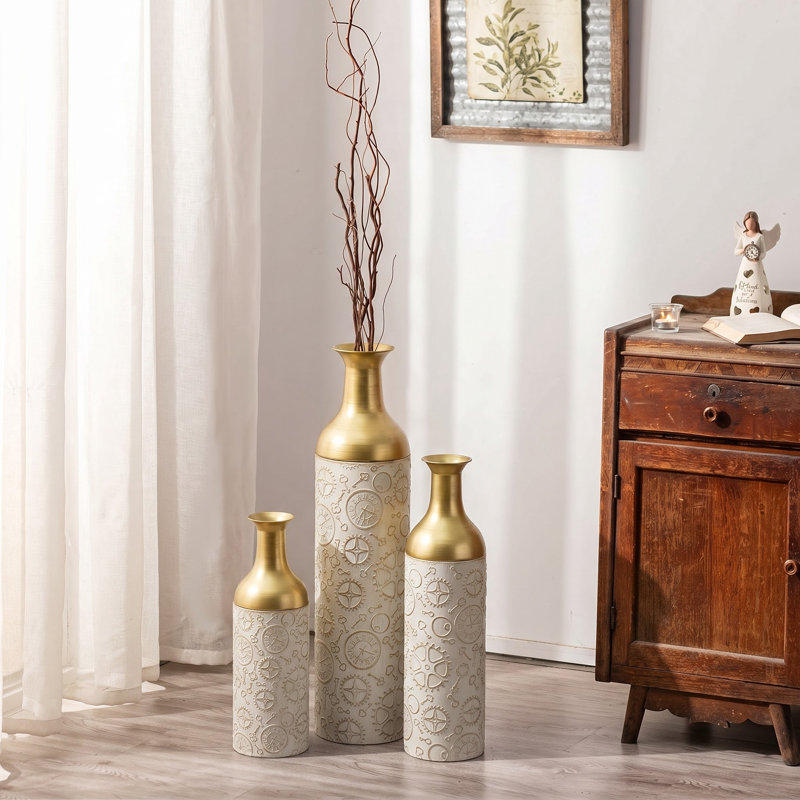 Ensemble de 3 grands vases de plancher cylindriques pour fleurs artificielles, 24 à 32,3 pouces