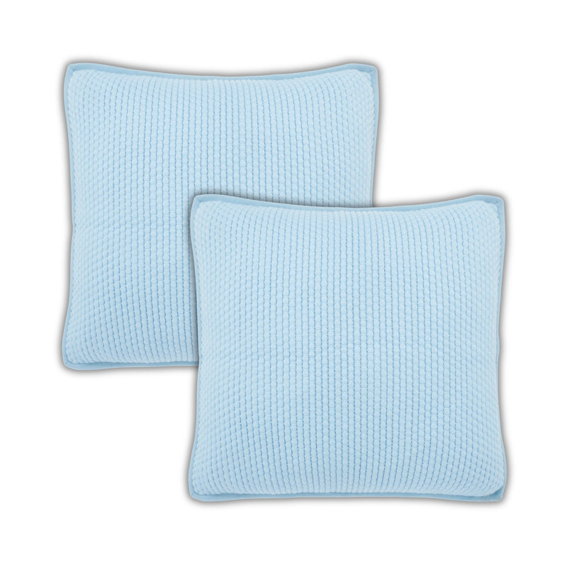 Tufted Feather Down Fill Pillow Cover with Insert, Blue