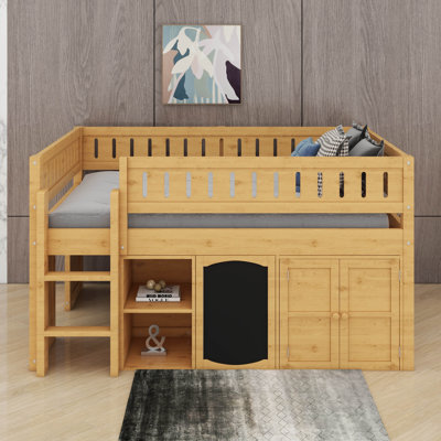 Lit mezzanine double avec armoire