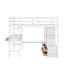 Lit mezzanine double avec bureau, tablettes de rangement et tiroirs